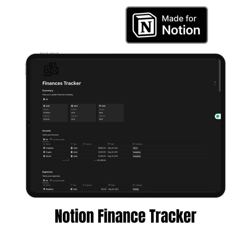 Notion Finance Tracker - IDPLR