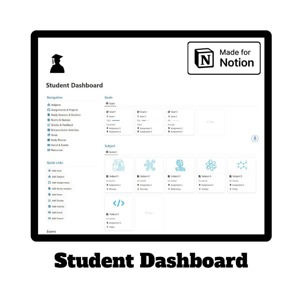 Student Dashboard - IDPLR - Buy Notion Templates, ChatGPT Prompts & eBOOKS.