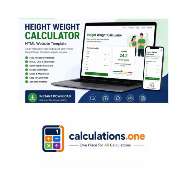 Height Weight Calculator HTML Website Template