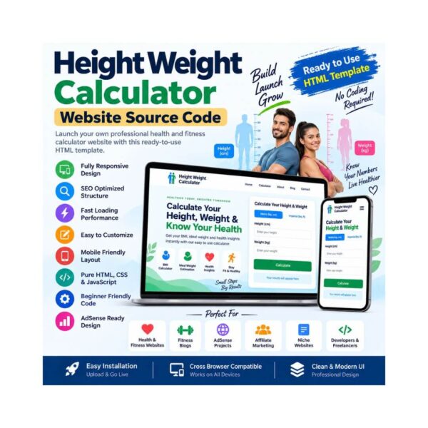 Height Weight Calculator Website Source Code