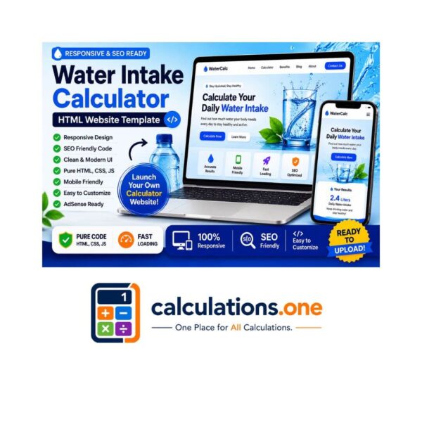 Water Intake Calculator HTML Template